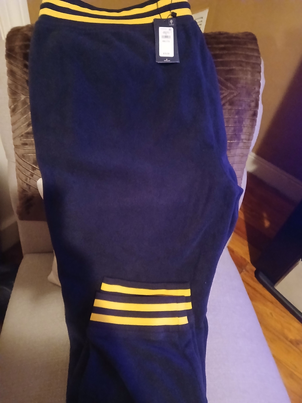 Tommy Hilfiger Navy Blue Joggers with Yellow Stripe Accents